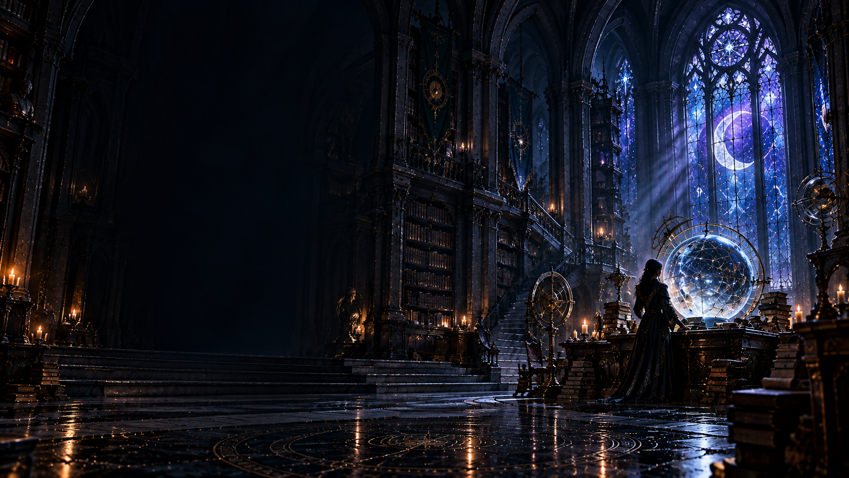 HackVerse Grand Hall with Hooded Mage